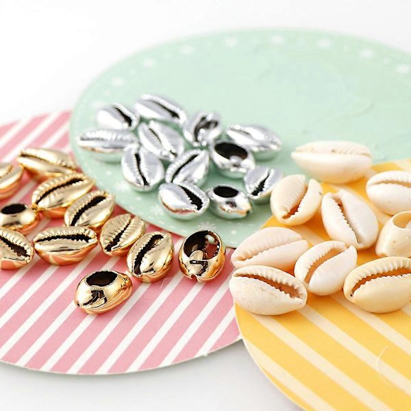 100 st Vita Havssnäckor Pärlor för Smyckestillverkning Berlockpärlor Gör-det-själv Halsband Ban[D] 100 pcs