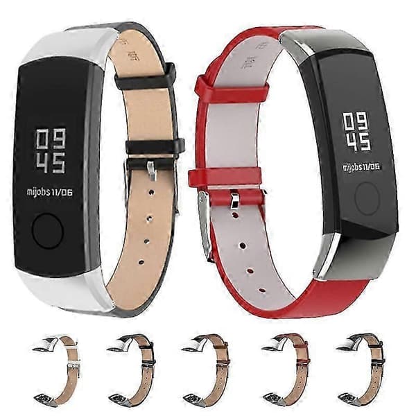 Honor Band 4 / 5 MIJOBS Nahkainen kellon ranneke[D] Silver Red