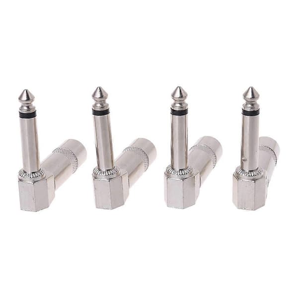 4 st Rätvinklig 1/4\" TS Mono Telefonplugg Gitarr Ljudkontakt 6,35mm Jack[D]