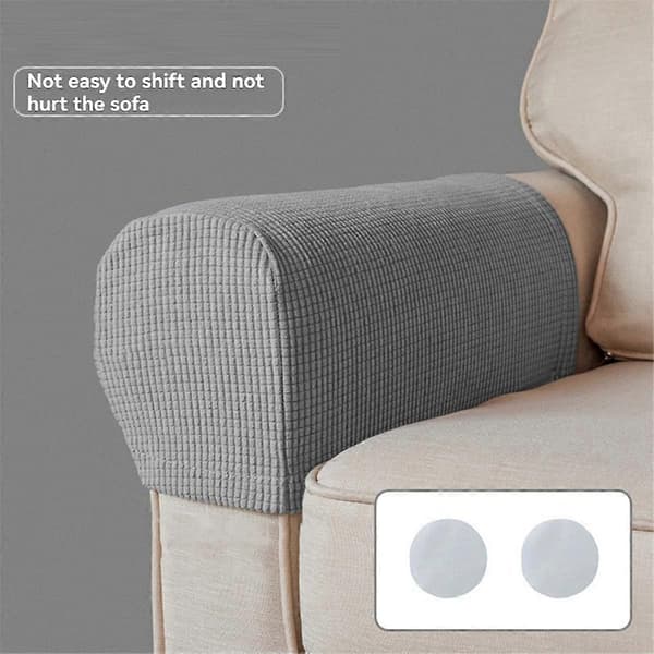 Stretch Överdrag för Armstödsfåtöljer, Halkfritt Möbelskydd [D] Light Gray