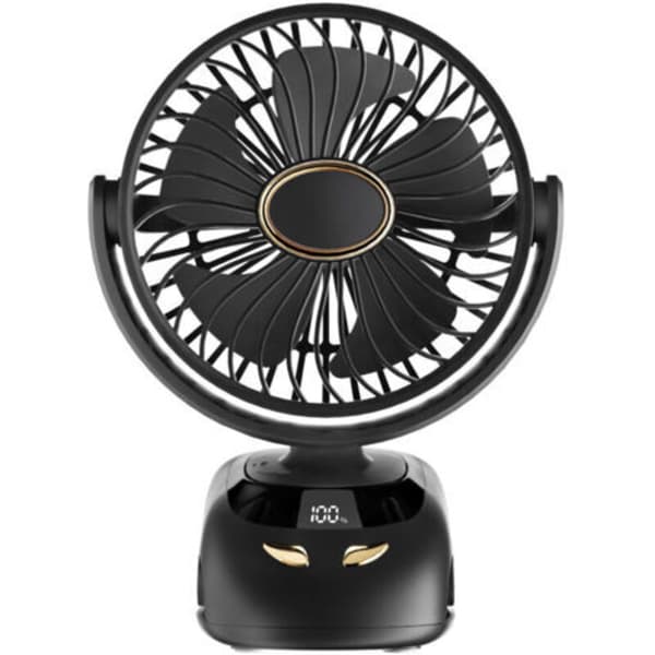 Clip-on blæser, mini bordventilator, campingventilator, bærbar USB-ventilator, 5-trins køleventilator, 3000 mAh sort (D)