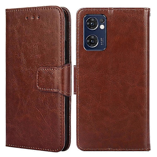 Magnetiskt stängande plånboksfodral i PU-läder för Oppo Find X5 Lite Smartphone Brown