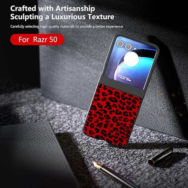 Telefondeksel for Motorola Razr 50 Red Leopard