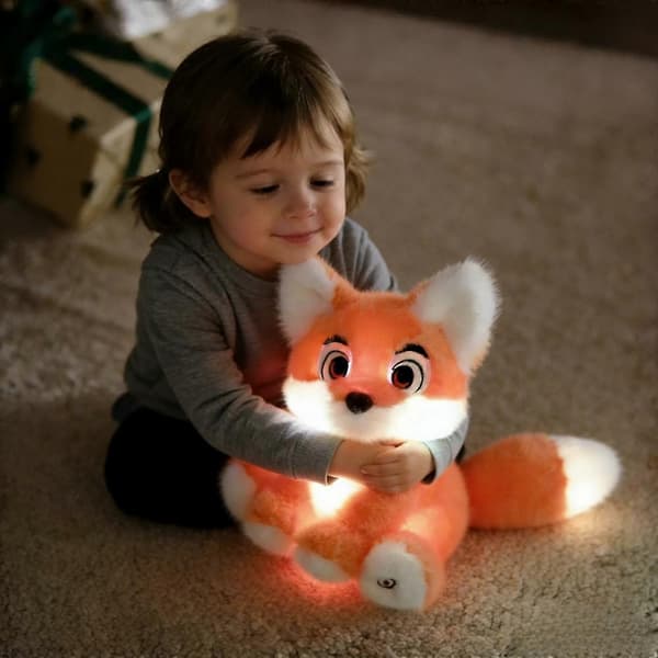 Glow Fox Lysende Tøjdyr LED Natlys Ræv Blødt Plyslegetøj (D) Orange Fox