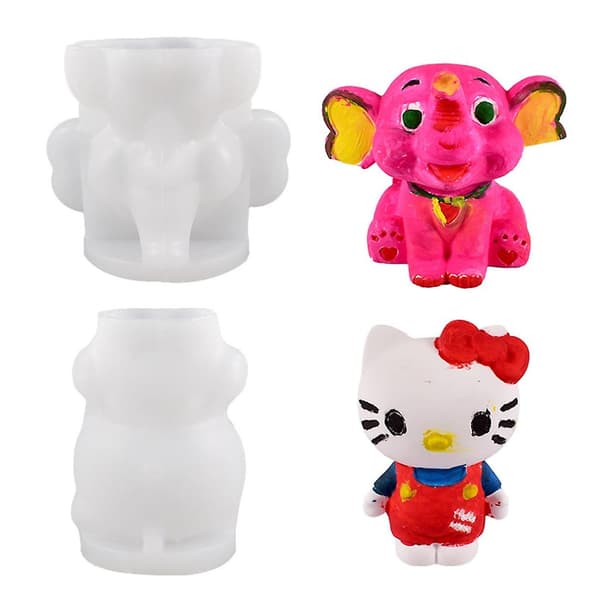 Tecknade Katter Elefant Chokladfondantform DIY Bakning Manuell Djurform[D] Elephant