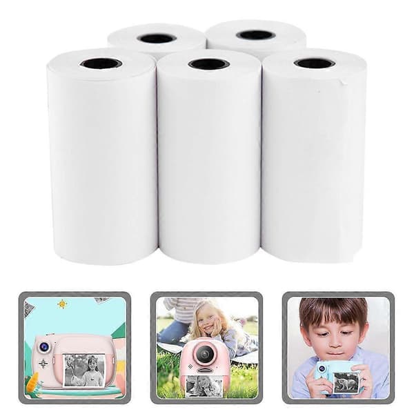 5 rullar termiskt tryckpapper kassarulle tryckpapper överföringspapper [D] White 5.70X2.50X0.20CM