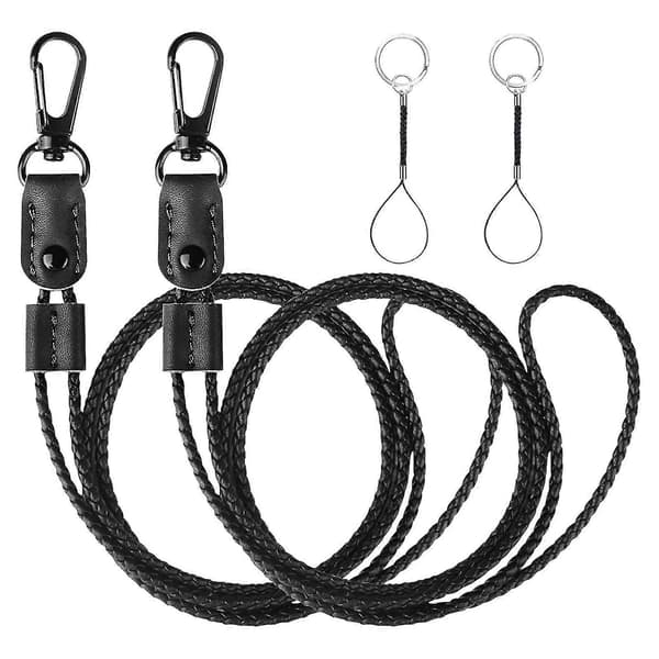 2 st Flätade Läderbrickor för ID-brickhållare Lång Rem Halsband Nyckelring för Män[D]