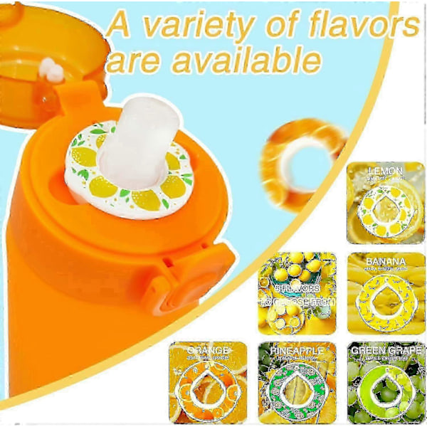Luft Vannflaske med 5 Smakskapsler, 750ml Sports Luft Vannflaske med Sugerør, Lekkasjesikre Drikkeflasker Fruktduft Vannkopp For Utendørs[D] Gradient Orange