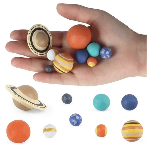 9 stk. Simulation Solsystemet Plast Kosmisk Planet Univers Model Figurer Undervisningsmaterialer Videnskab Pædagogisk Legetøj 25-26[D]