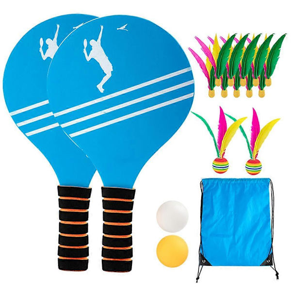 Beach Tennis Badminton Racket Paddle Set med PingPong-bollar Badmintonbollar Trädgård Uteplatser Park[D] as show