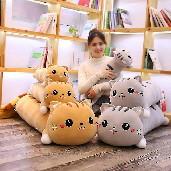 Stor 130 cm lang kattepute plushie leketøy myk pute fylt plysj dyr dukker pute for barn jenter hjem dekor gaver