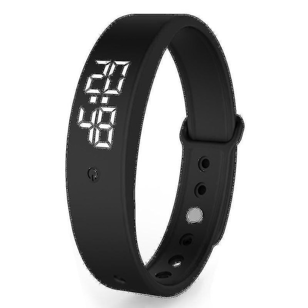Smart armband Vibrerande väckarklocka Stegräkning Uppladdningsbart armband [kk] Black
