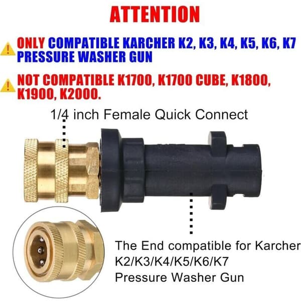 Adapter för högtryckstvättspistol, 1/4'' snabbkoppling - Endast kompatibel med Karcher K2, K3, K4, K5, K6, K7. 0.05