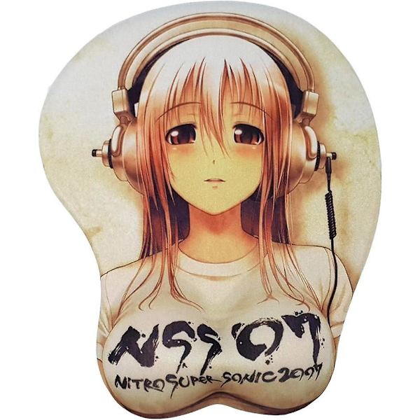Super Sonico 3D Musmatta med Silikon Gel Handledsstöd Anime Gaming Musmatta Lycra Skin (mp0262a)
