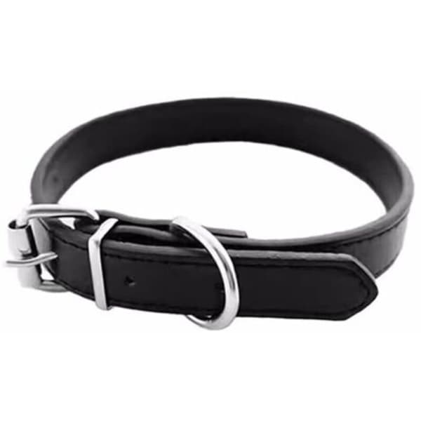 Halsband i läder, storlek M, svart, 1 styck (D)