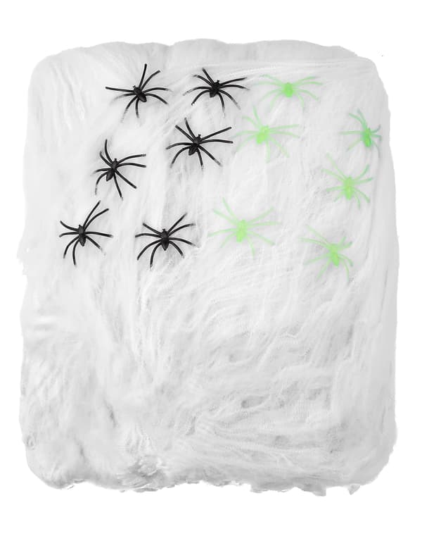 Hvit spindelvevdekorasjon med edderkopper 500g Halloween (D) One Size