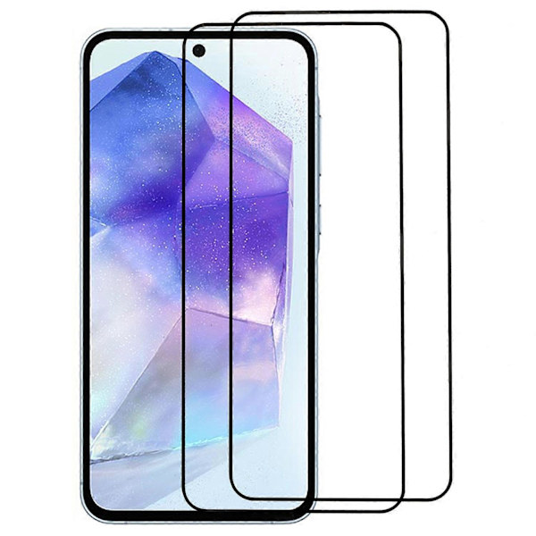 2 kpl Samsung Galaxy A55 5G Silkkipainatus Koko Näytön Suojalasi Karkaistu Lasi Täysliimakalvo[D]