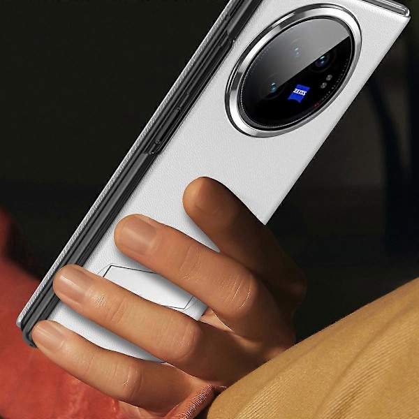 Magnetiskt mobilskal med fönster för vivo X Fold3, PU-läder + PC-skal med dold kickstand White