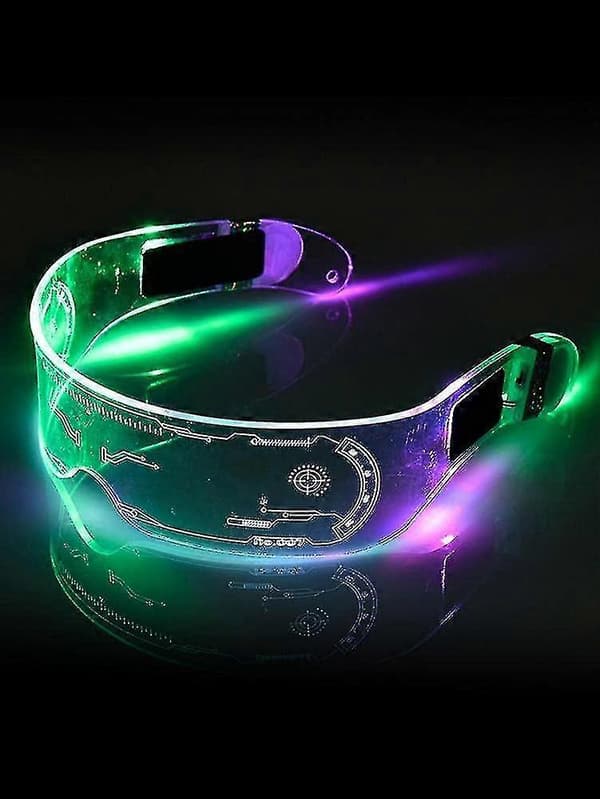 LED Lysende Briller til Voksne, LED Visir Briller i 7 Farver, Farvede Lysende Briller[D]