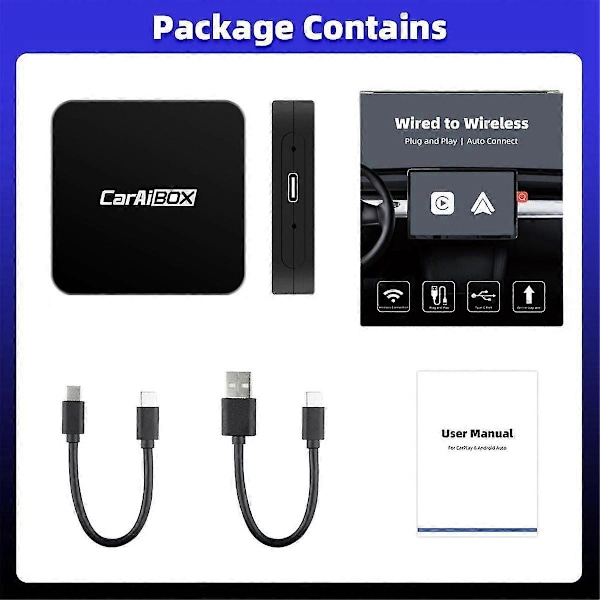 Bil Ai Box 2-i-1 Trådløs Android Auto Carplay Adapter Smart Bil Ai Box Bil Trådløs Carplay Til Trådløs