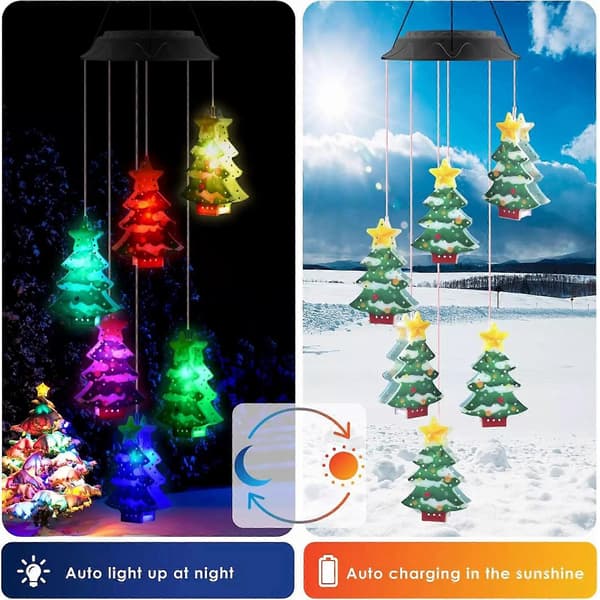 Solar LED Have Udendørs Vindspil Farveskiftende Lys Julevindspil[D]