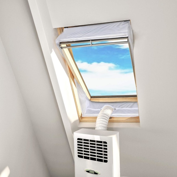 Fönstertätningskit med mittsvängbara tak för bärbar luftkonditionering och torktumlare fungerar med alla mobila luftkonditioneringsenheter (190 cm x 2) [kk]