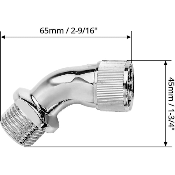 Vinkeladapter för duschhuvud, krompläterad mässing 1/2\" förlängningskontakt [kk]