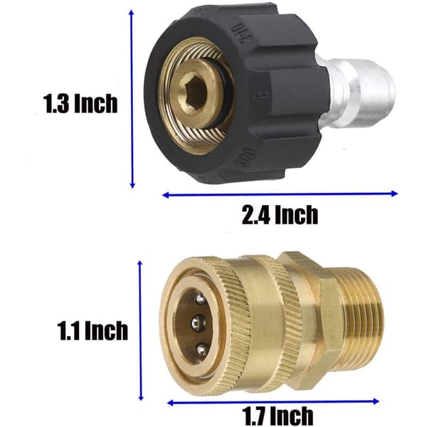 Højtryksrenser tilbehør, Tool Daily Højtryksrenser Adapter Kit, Quick Connect Kit, M22 14mm til M22 Metrisk Fitting, 5000 PSI 0.2 kg