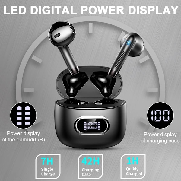 Bluetooth 5.3 ørepropper Trådløs Bluetooth med LED-indikator