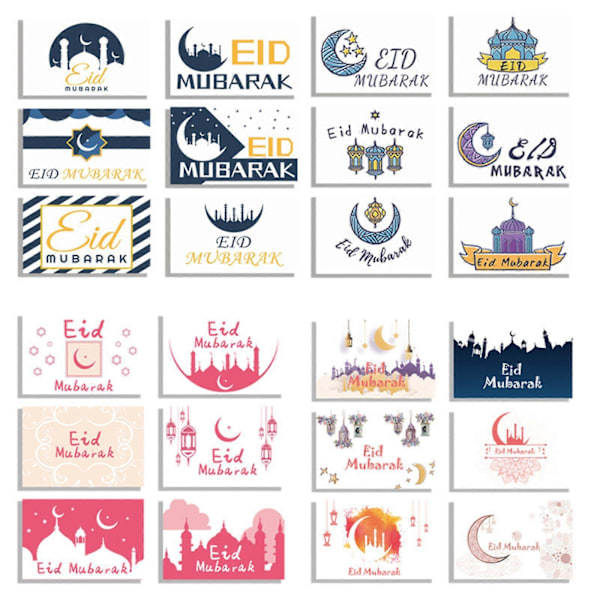Eid Mubarak -onnittelukortit kirjekuorilla ja sinetöintitarroilla, korttisarja [D]
