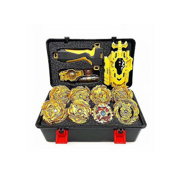 8-pack Gyroskop Set Golden Beyblade Burst med Slunga och Bärbar Förvaringslåda, Present till Barn