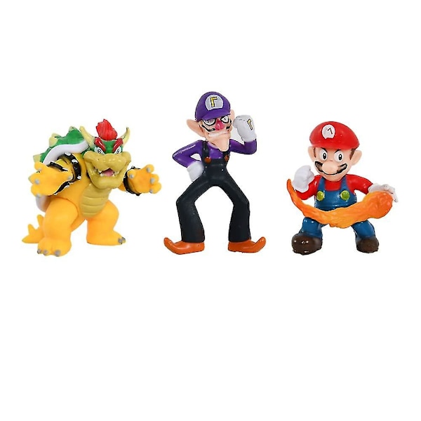 18 stk Super Mario Bros Actionfigurer Legetøjs Sæt Spil Samleobjekt Model Dukker Mario, Luigi, Yoshi, Prinsesse, Skildpadde, Toad, Bowser Figur Legetøj