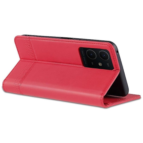 AZNS Plånboksfodral i PU-läder med magnetisk automatisk absorption för vivo Y33s 5G/Y75 5G, vikbart stativ, telefonfodral Red