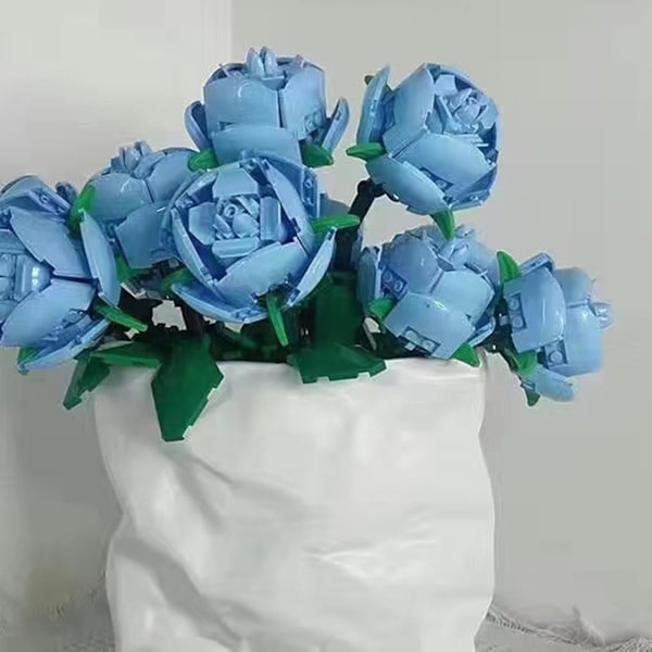 Rose Byggeklosser Steiner Romantisk Kunstig Blomst 3D Modell Utdannende Lekebarn DIY Byggeleke Blomstdekorasjon