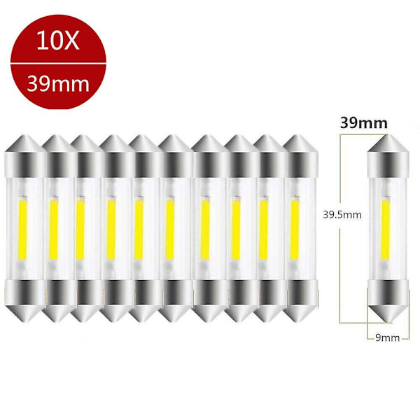 31/36/39/41mm 12vC5W dobbelt hode bil SMD Feiteng COB LED interiørbelysning, hvit[C]