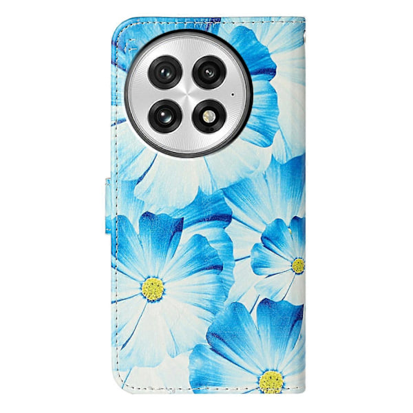Marmorläder Telefonfodral För OnePlus 13 Blue Flower