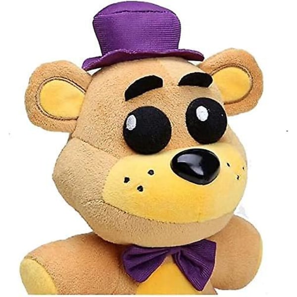 10 tommer Søt Natt Plysj - Lilla Hatt Golden Freddy Plysj Leke - Bedårende Withered Bear Stuffet Fredbear Gutter