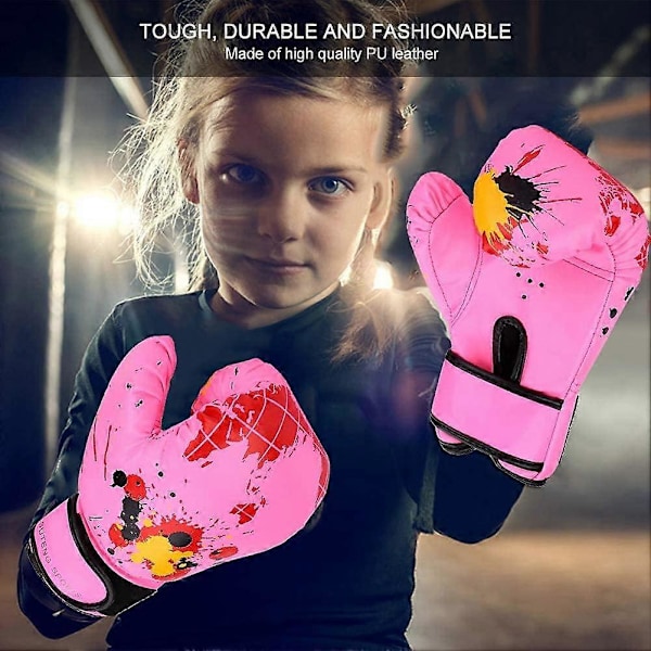 Barnboxhandskar, Punchinghandskar för barn, Mini Boxhandskar Junior för pojkar flickor, Träningshandskar för boxning[D] Pink