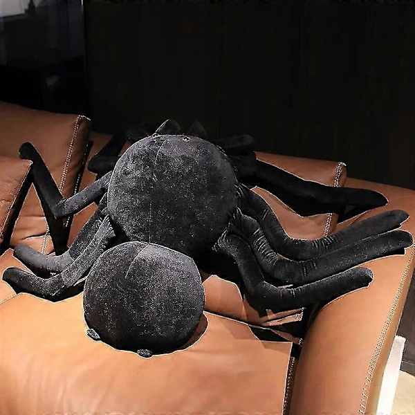 Realsitisk Stor Edderkopp Plysj Leke Myk Plushie Stoffdyr Skummel Edderkopp Dukke Halloween Romdekorasjon Barn Bursdagsgave Black 80CM