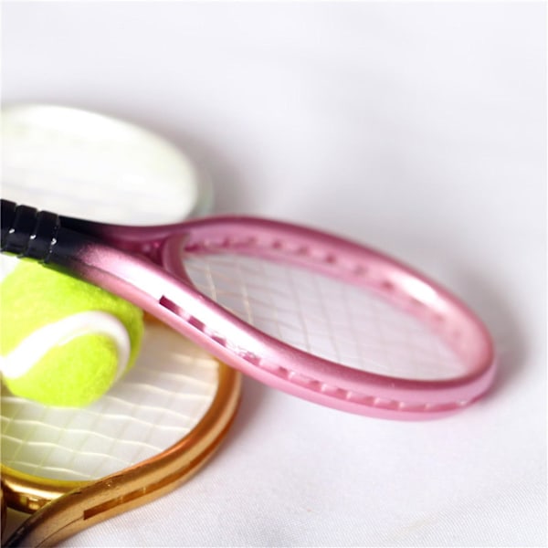 Mini Tennisracket och Bollset för Tårtdekoration 1:12 Miniatyr Tennis Kit Blå Pink 9x4cm