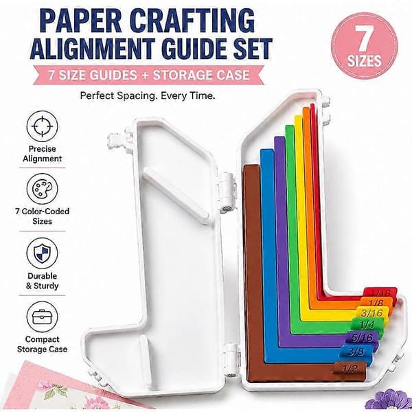 Papirhåndværk Justeringsguide 7 stk. Opbevaringsboks Kortfremstilling Scrapbooking (D)
