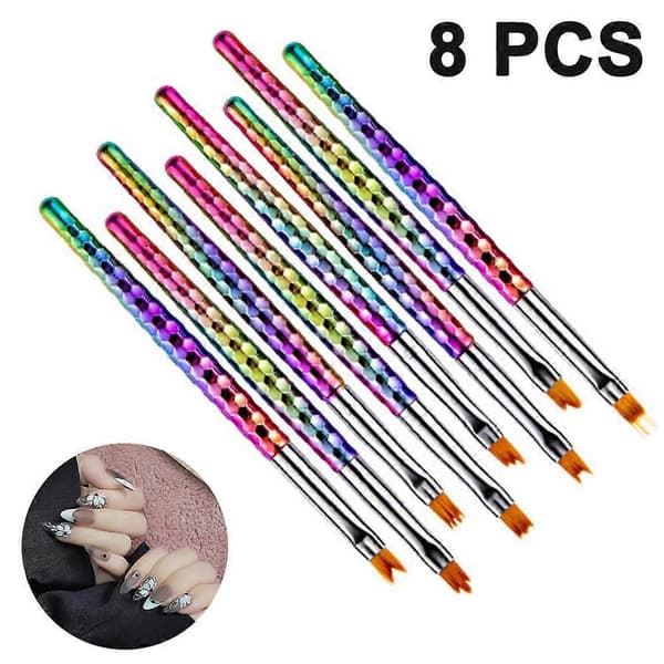 8 Dele Børstesæt Negledesign Sæt, DIY Børstepen UV Gel, Gradient Børste Negle Acr[D]