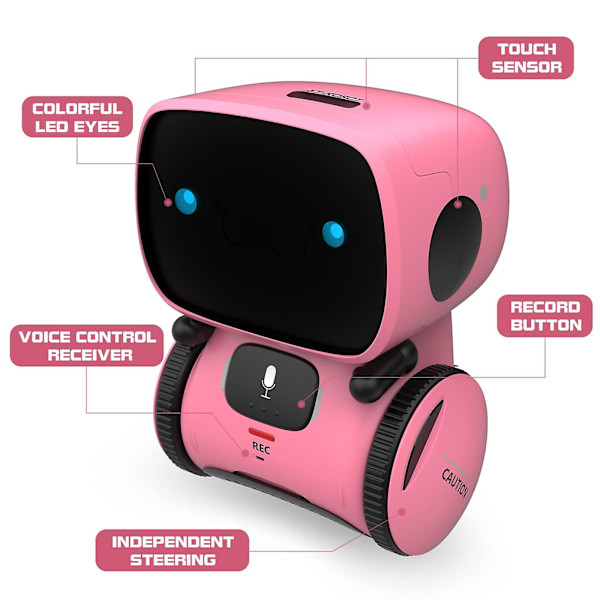 Interaktive Smart Robot Legetøj, Intelligent Robot Legetøj til Børn, Piger og Drenge Robot Legetøj 3-9 År, Stemmestyring & Berøringssans[D] Pink