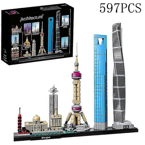 Verdensberømte Byarkitektur Skyline-samling Shanghai Byggeklosser Montering Klassisk Modellsett DIY Barn Klosser Lekegave