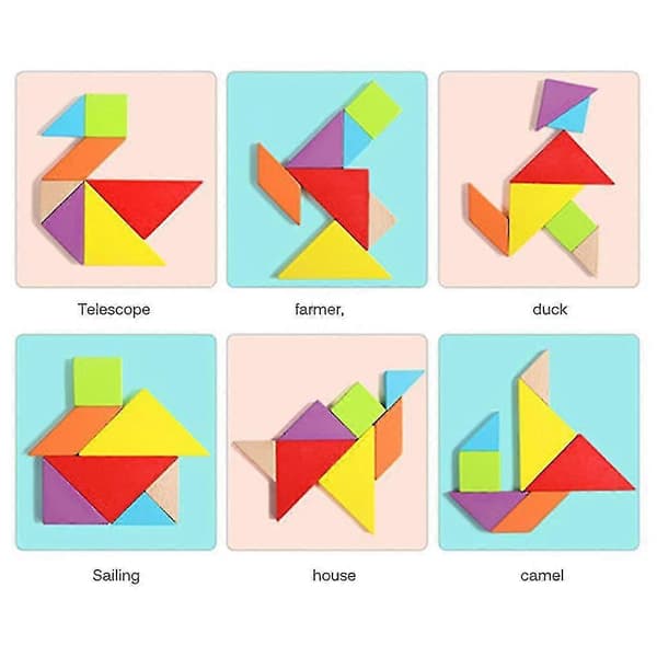Udviklende Tangram Puslespil Legetøj Multi-formet Slidstærk[D]