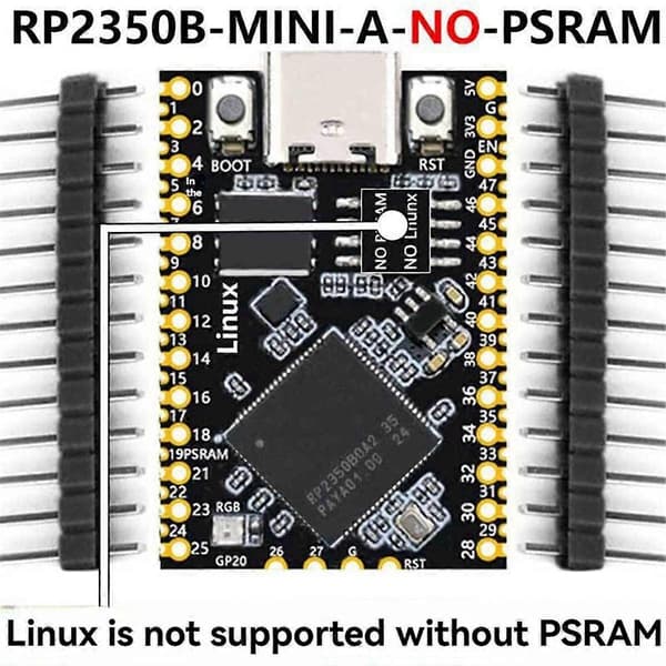 Til 2 RP2350B Mini Udviklingskort Uden PSRAM Fuld 48 GPIOs Output[D]