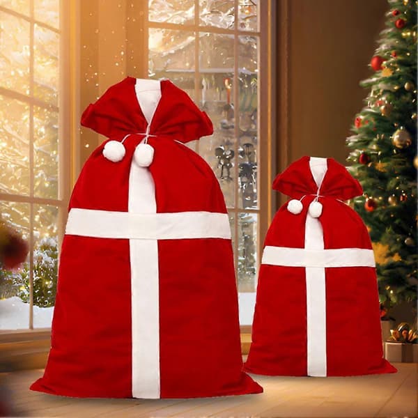Julgodispåse, presentpåse i sammetstyg, hantverk [D] Red  M