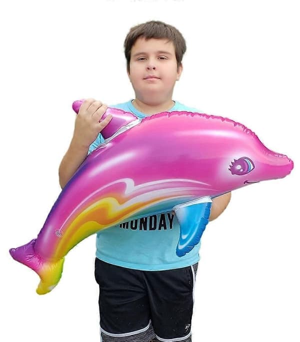 Stor 91 cm Pink Regnbue Delfin Oppustelig Pool Legetøj til Strand- og Poolfester [WSY]