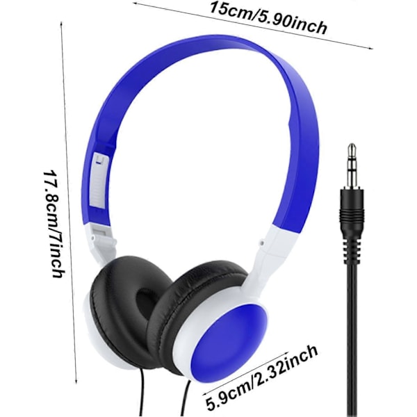 Kablet OverEar Computer Headset med Støjreducerende Puder, Foldbart Design til PC og Tablet, Mørkeblå[D]