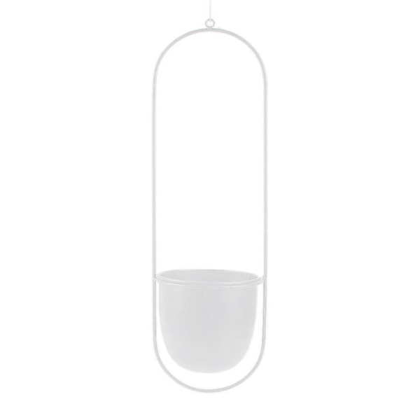 Nordisk Vägg Modern Stil Metall Växt Hängare Minimalistisk Plantering Mid Century Blomkruka för inomhus och utomhus (Rund Form)[D] White